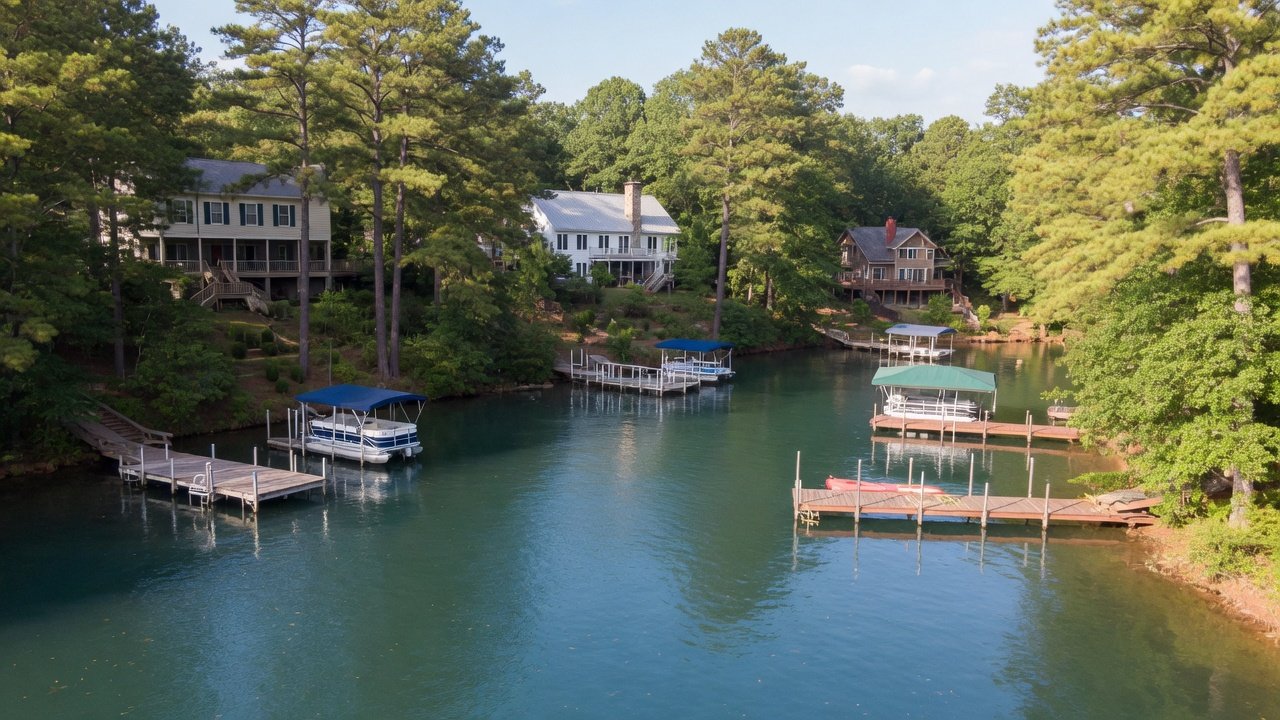Lake Norman cove with docks