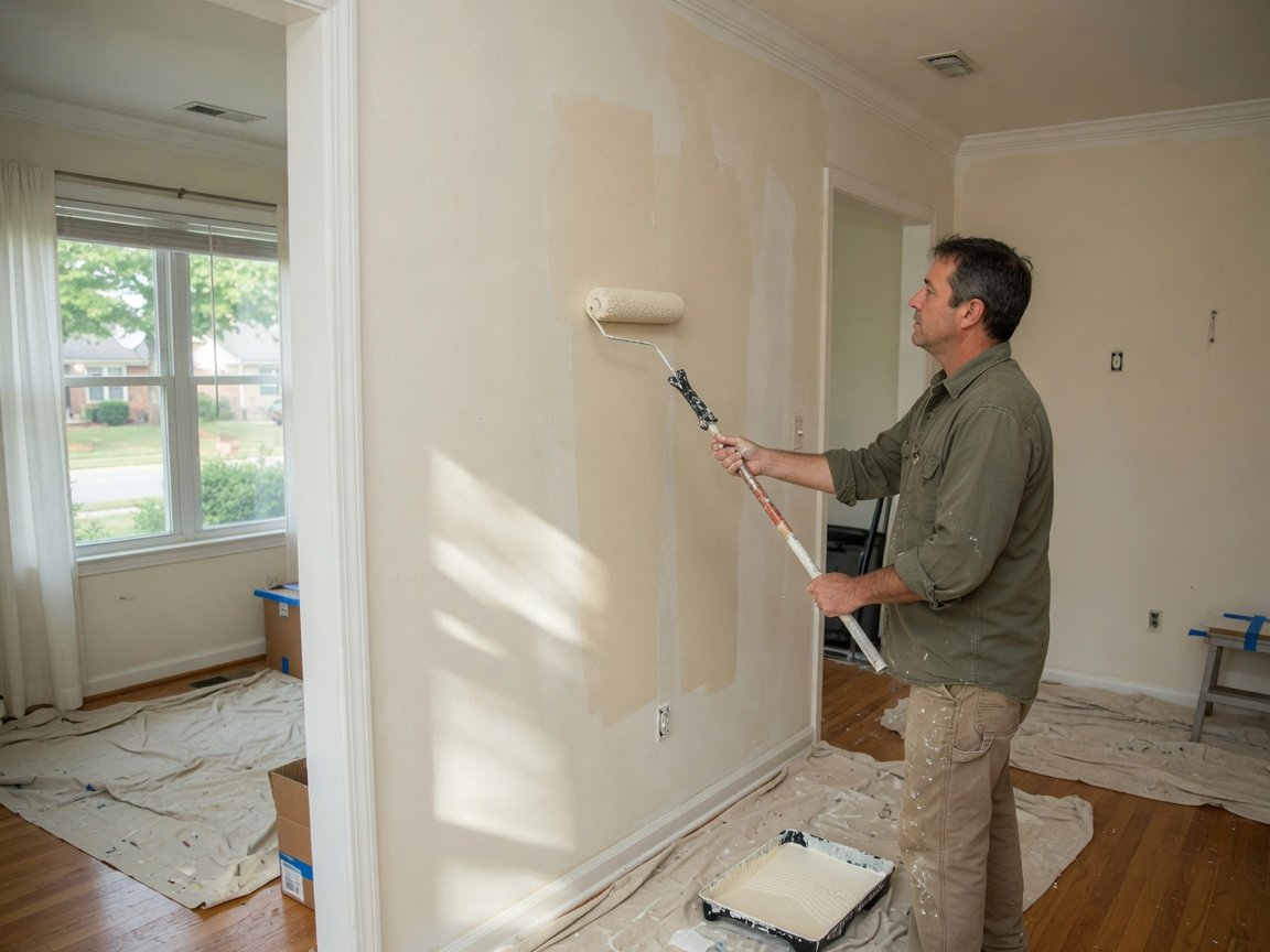Interior painting of a suburban North Carolina home